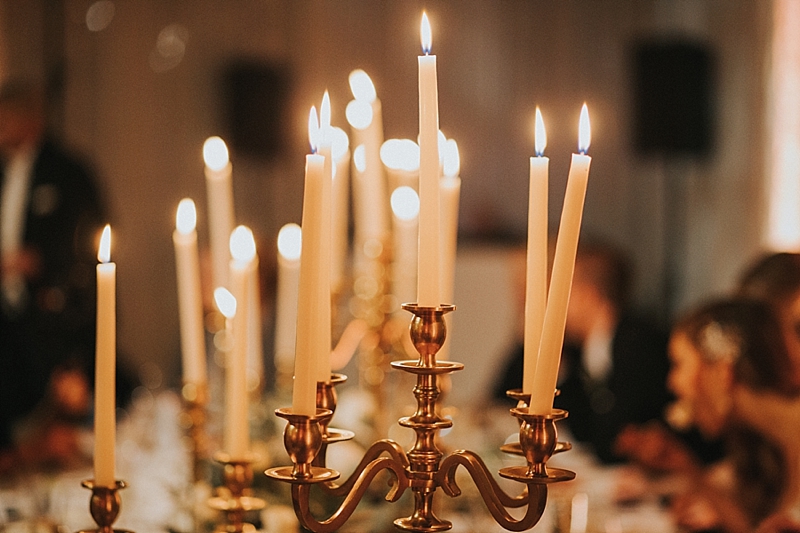 elegant candlelit wedding reception