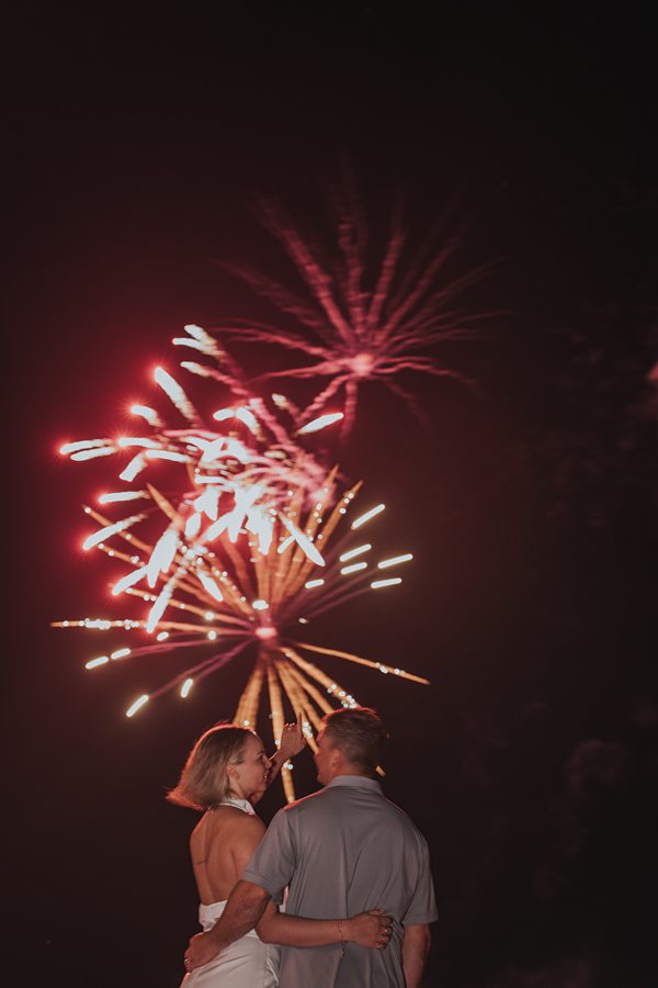 wedding sendoff with fireworks