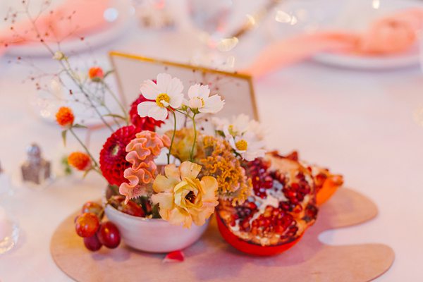 Open Fruit wedding reception table decor