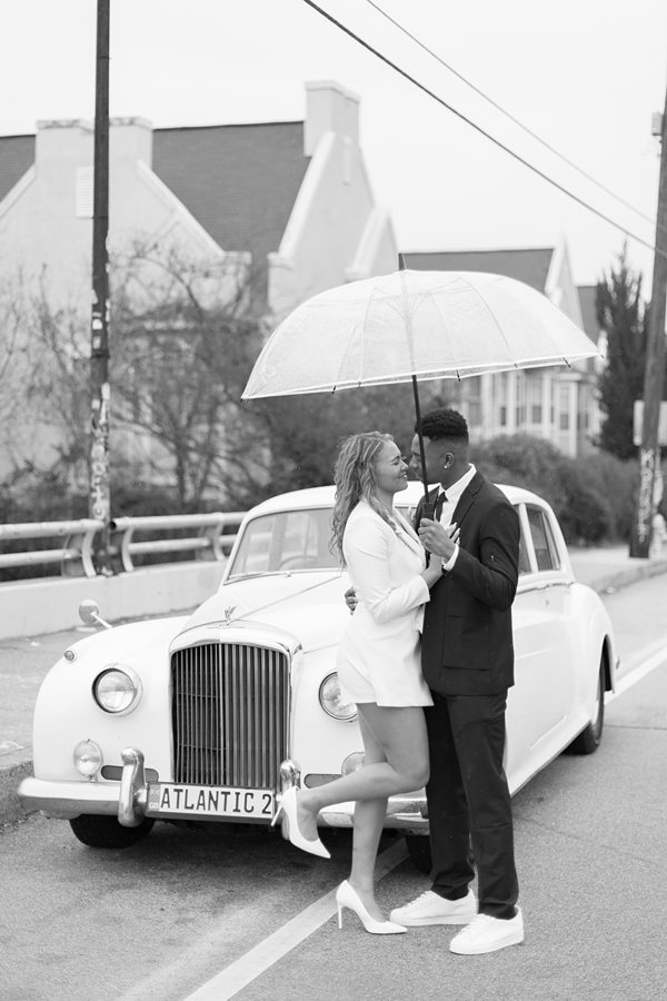 Bentley engagement session with vintage car Atlanta 