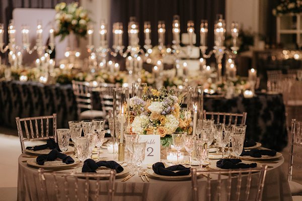 beautiful candlelit wedding reception 