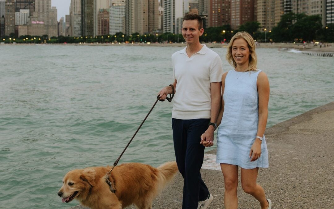 Chicago Engagement Session along the Lakefront and Speakeasy with Couple’s Dog